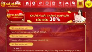 Khuyến mãi tháng đầu nạp tại Sodo66 nhận giá trị lên tới 30%